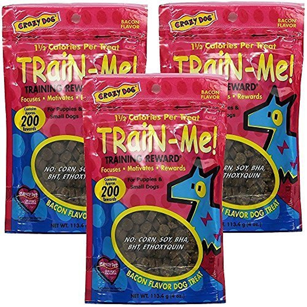 3 PACK Cardinal Pet Crazy Dog TrainMe Treats Bacon Flavor (12 oz)