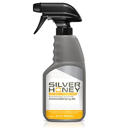 Absorbine Silver Honey Hot Spot & Wound Care Spray Gel, Manuka Honey & MicroSilver BG, Medicated Skin Care for Dogs, Cats, Small Animals, 8oz Bottle