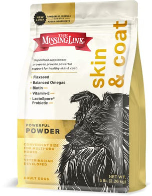 The Missing Link Original All Natural Superfood Dog Supplement - Balanced Omega 3 & 6 to support Healthy Skin & Coat - Skin & Coat Formula - 5lb