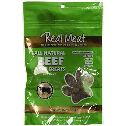 THE REAL MEAT COMPANY 828002 Dog Jerky Beef Treat, 4-Ounce