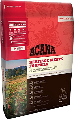 Acana Heritage Meats Dry Dog Food 4.5# with ANGUS BEEF, YORKSHIRE PORK & GRASS-FED LAMB