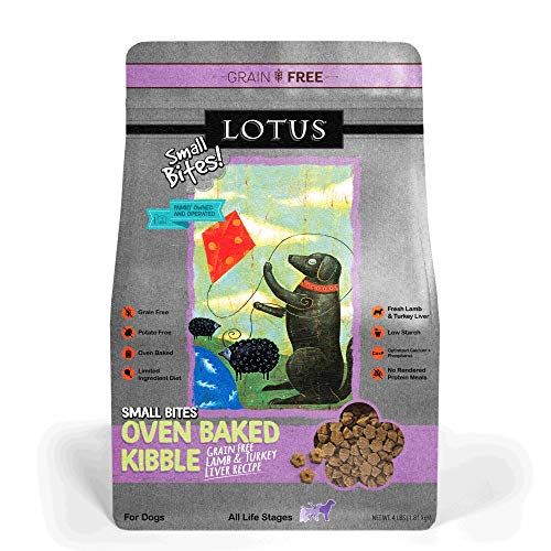 Lotus Oven-Baked Lamb & Turkey Liver Small Bites Recipe Grain-Free Dry Dog Food 4 Pounds