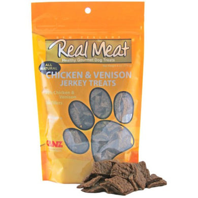 THE REAL MEAT COMPANY 828005 Dog Jerky Chicken/Venison Treat, 4-Ounce