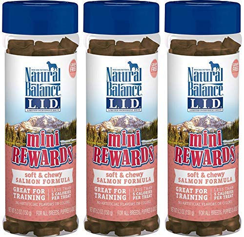 Natural Balance Limited Ingredient Diets Mini Rewards Soft and Chewy Dog Treats (Salmon, 3 Pack / 5.3-Ounces Each)