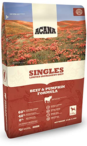 Acana Singles Dry Dog Food, 13 Pounds, Beef and Pumpkin Formula for Dogs with Food Sensitivities