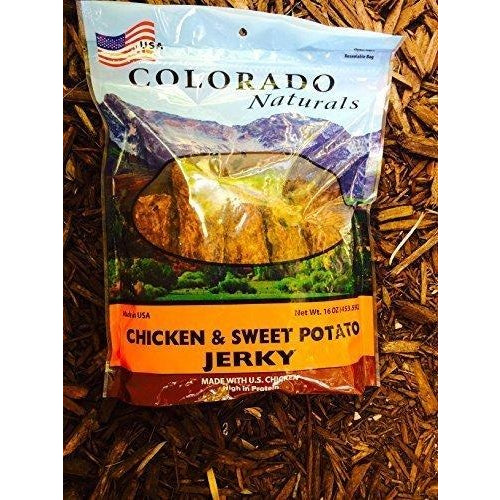Colorado Naturals Chicken & Sweet Potato Jerky Dog Treats. Made in USA with 100% U.S.D.A. Chicken. 1lb